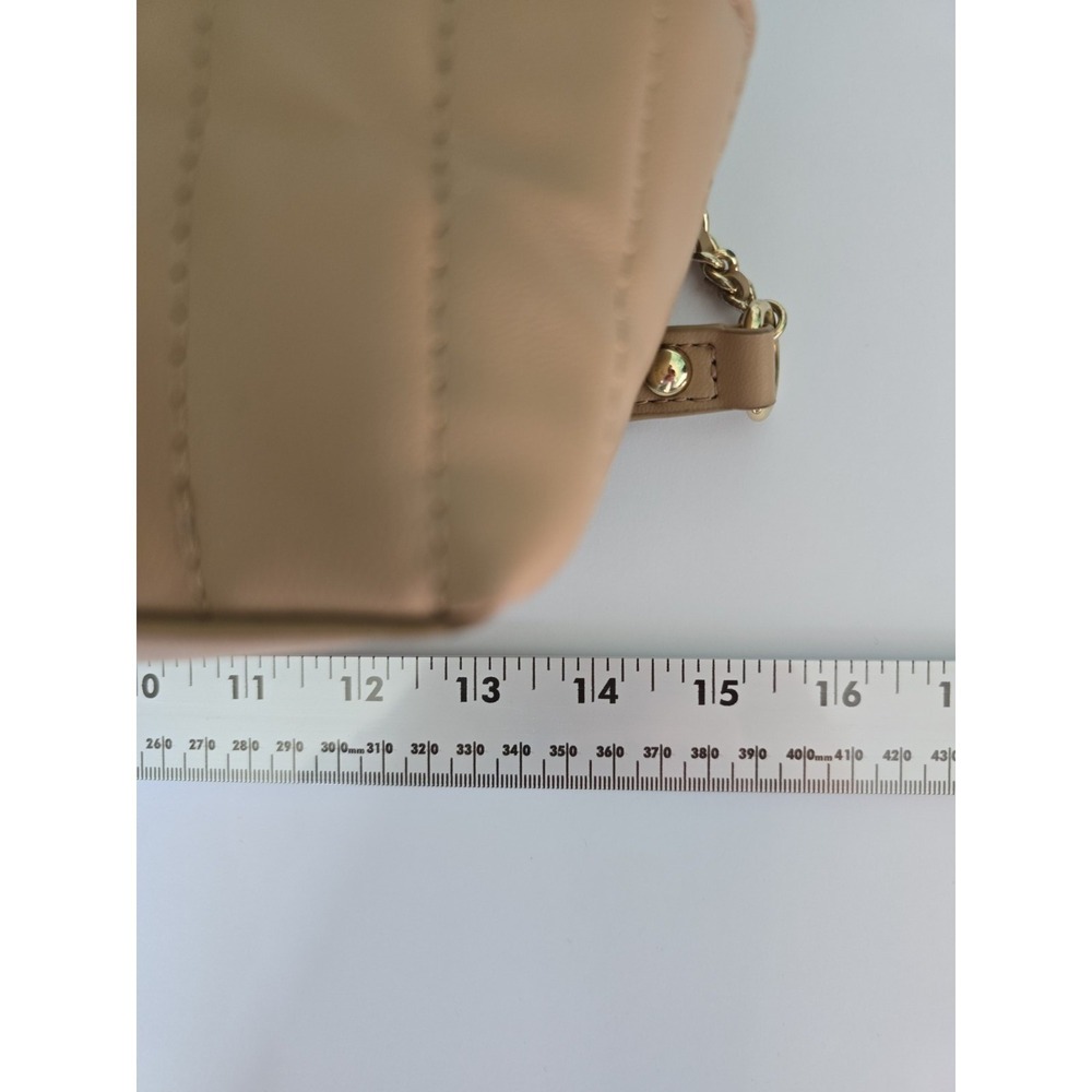 Steve Madden Quilted Tote Bag Womens Large Tan Excellent‎ Scarf Chain Detail - Picture 4 of 16